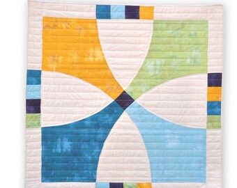 Baby blanket baby quilt patchwork "Ipanema" // 97x97 (38"x38") // linen cotton Rio de Janeiro Brazil beach surfer sun water sea