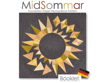 Foundation Paper Piecing (FPP) Block Pattern - MidSommar - Patchwork - Paper Instructions - German