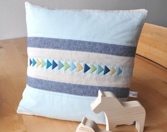 Cushion cover sofa cushion cover linen + cotton light blue natural// 40 x 40 cm (16"x16") // Patchwork Quilt // Baby Children Maritime