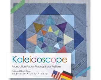 Foundation Paper Piecing (FPP) Block Pattern "Kaleidoscope" - Patchwork
