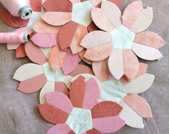 English Paper Piecing (EPP) - Sakura Cherry Blossoms 5 Inch / Patchwork + Quilting / Paper Stencils / for Appliques