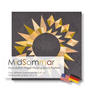 Foundation Paper Piecing Blockanleitung (PDF) - MidSommar - New York Beauty Style - Patchwork - Quilting - FPP