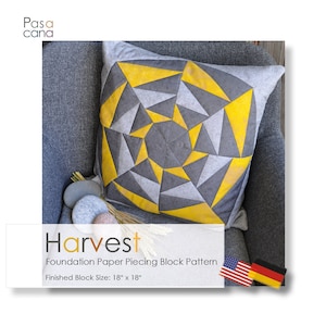 Foundation Paper Piecing (FPP) Block Pattern &quot;Harvest&quot; / Quilting + Patchwork / Modern / Minimalistic / Scandi /advanced