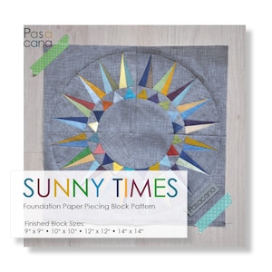 FPP Block Pattern Sunny Times Foundation Paper Piecing // New York Beauty // Patchwork Quilting // 4 Sizes in INCH // advanced