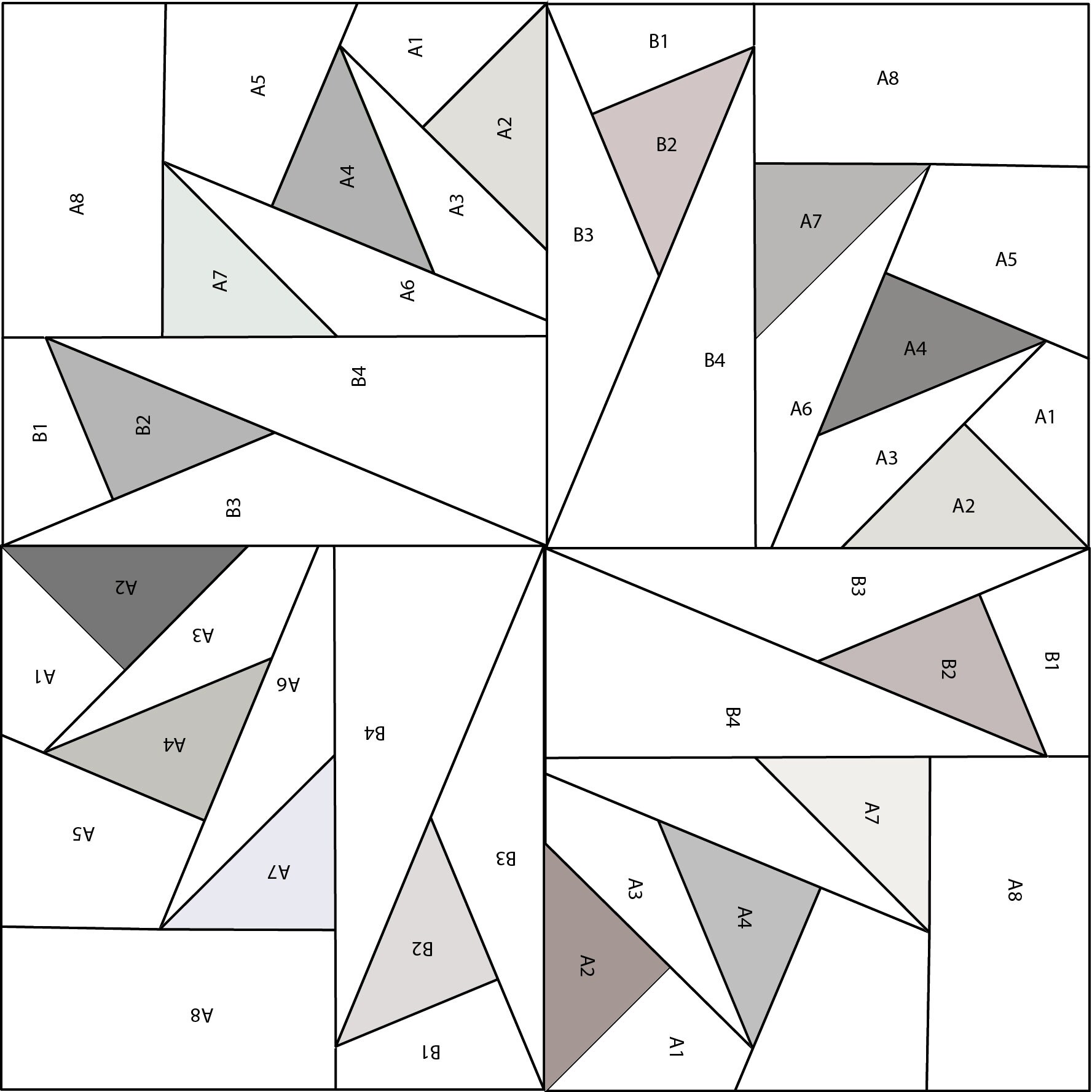 FPP Block Pattern English + German - Flying Geese Circle - Foundation ...
