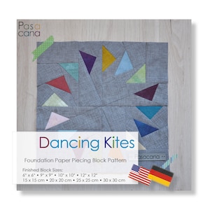 FPP Block Pattern English + German - Flying Geese Circle - Foundation Paper Piecing Patchwork Quilting - Sewing on Paper