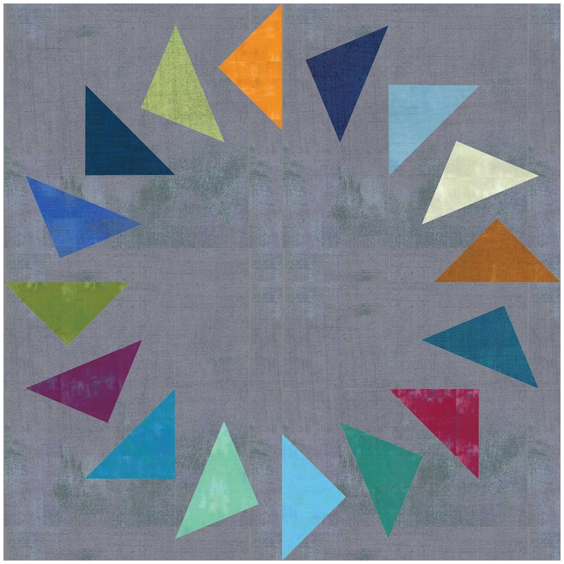 FPP Block Pattern English + German - Flying Geese Circle - Foundation ...