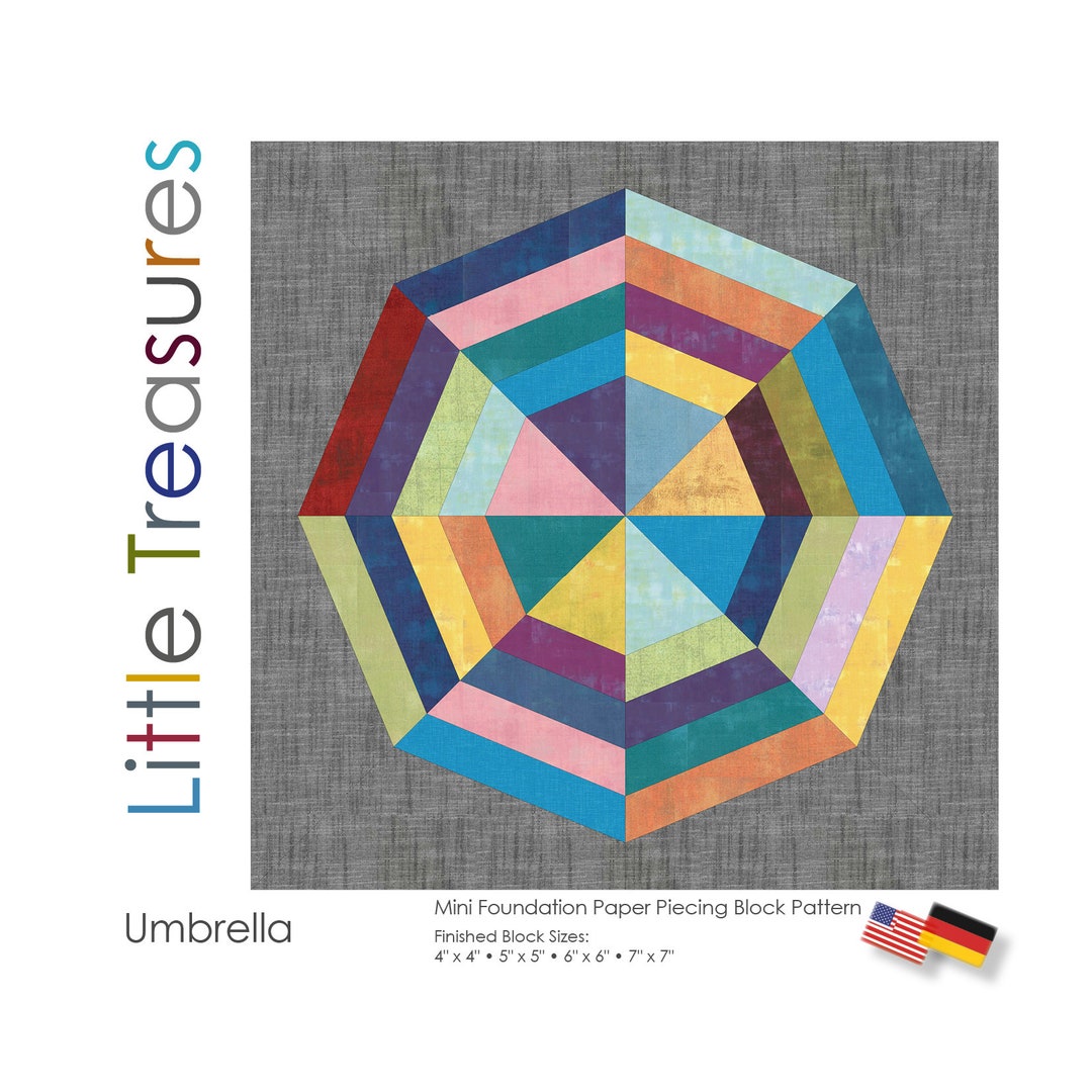 Foundation Paper Piecing FPP Block Instructions Umbrella Mini Patchwork ...