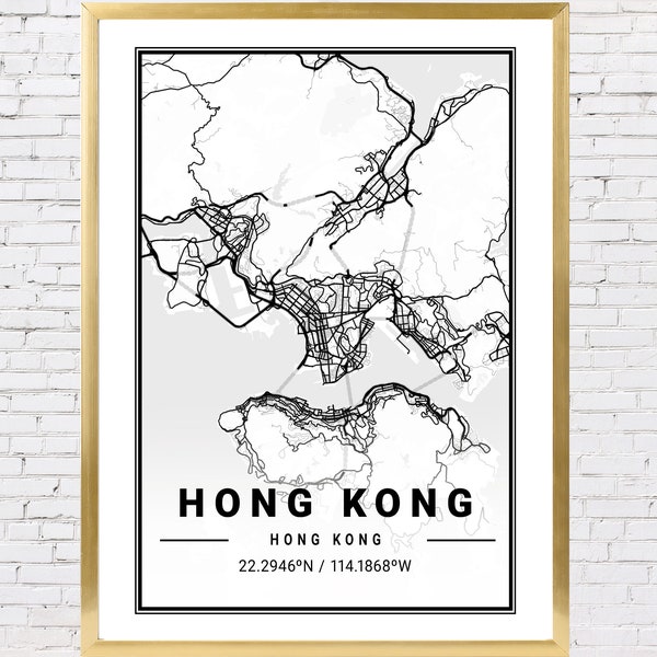 Hong Kong Map Printable - Etsy