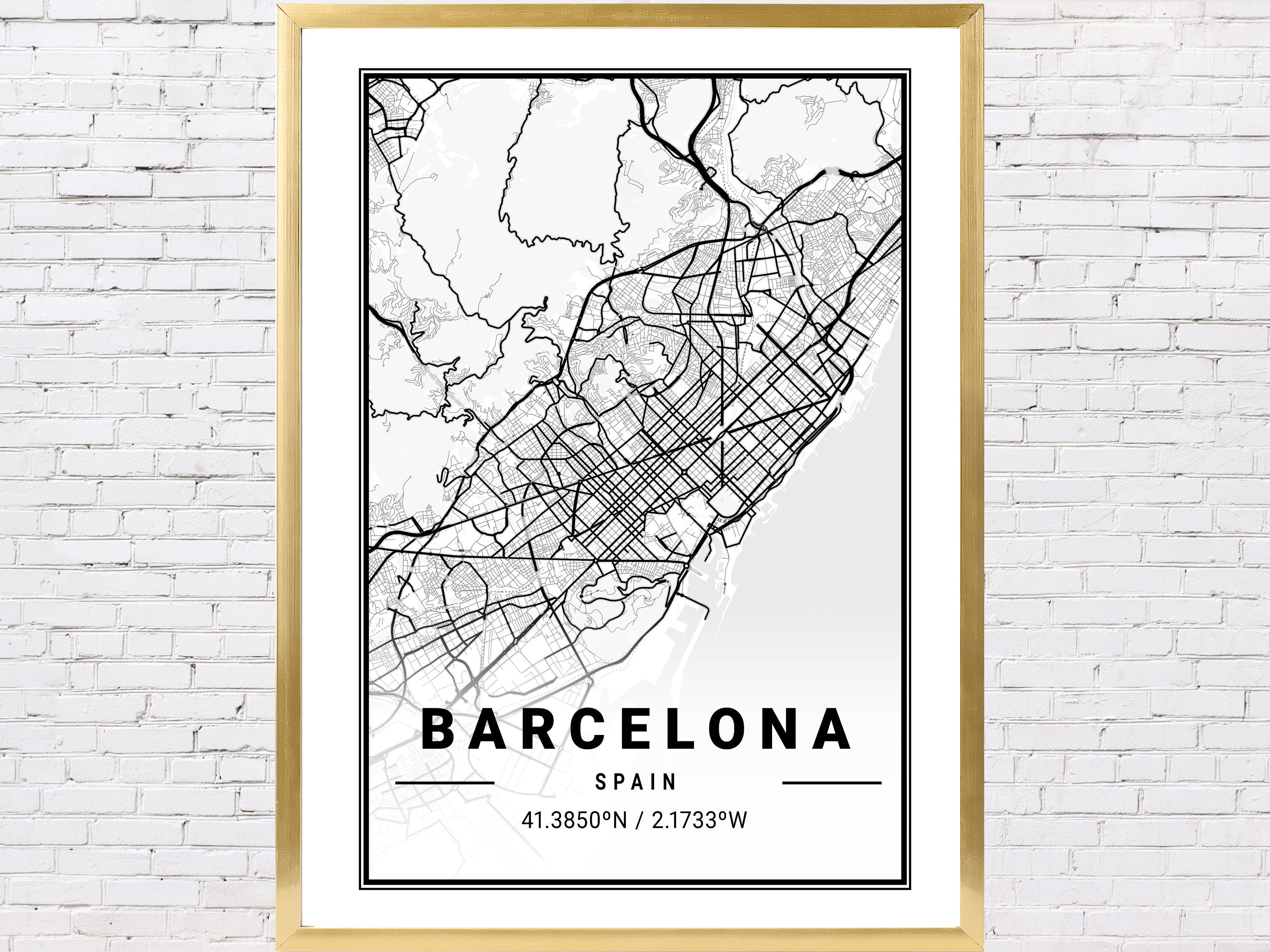Barcelona City Map Print Home Printable Wall Art Map | Etsy