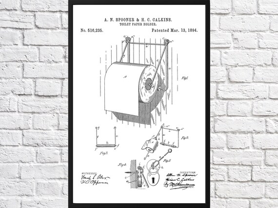 1894 Toilet Paper Holder Patent Print Printable Home Wall - Etsy