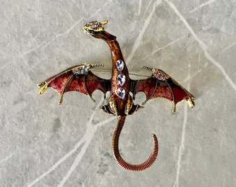 Gorgeous Brown Dragon Brooch Pin with detail