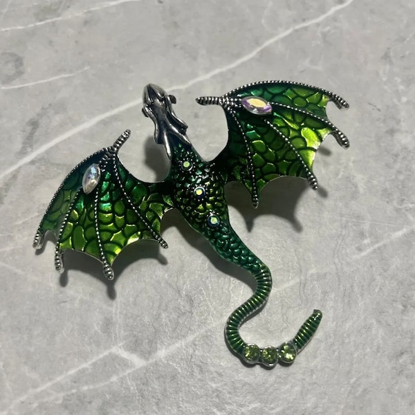 Shiny Green Dragon Brooch Pin