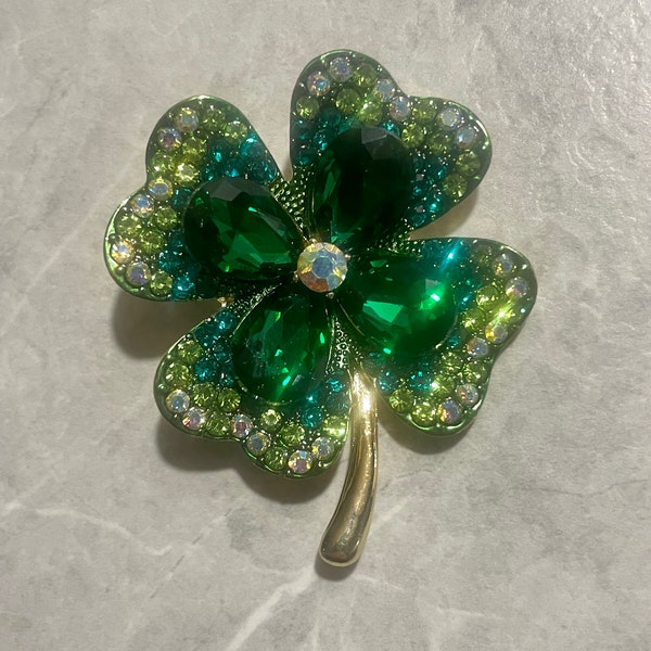 Multi Colour Shamrock Clover Brooch Pin - St Patrick’s