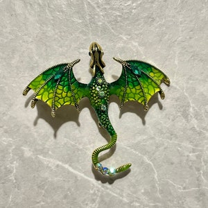 Golden Headed Green Dragon Brooch Pin