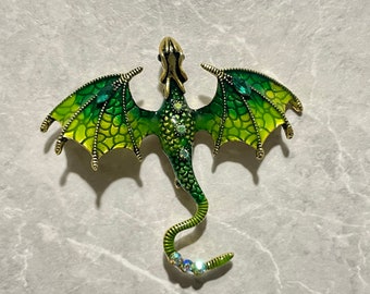 Golden Headed Green Dragon Brooch Pin