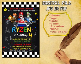 Mario Kart Invite Etsy