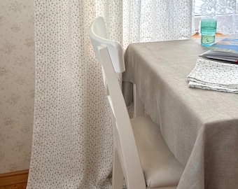 Panel de cortinas de lino estilo costero con estampado de veleros, cortinas de lino suave