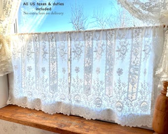 Vintage Lace Kitchen Curtains, French Embroidered Short Curtain