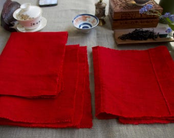 Camino de té de lino rojo: tela ceremonial wabi sabi