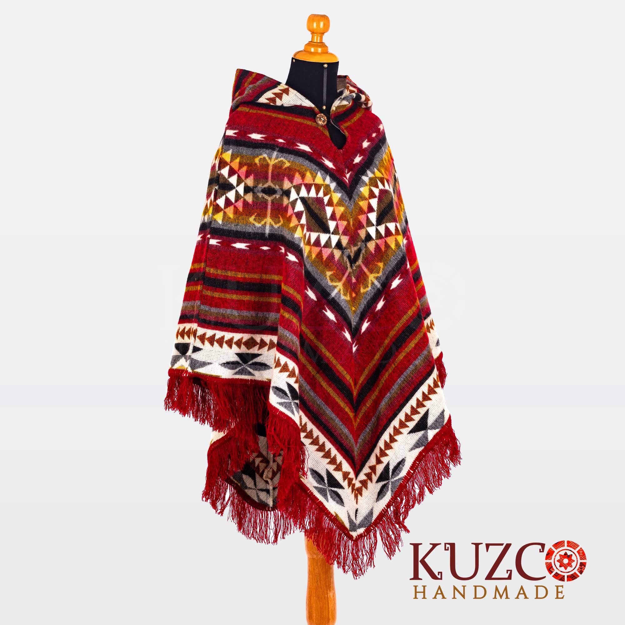 Alpaca Poncho With Hood. Ecuador Poncho Geometric. Poncho