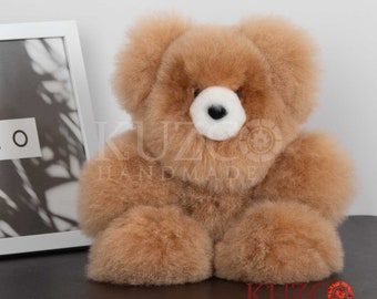 Alpaca teddy bear, Very soft fluffy teddy bear toy, 14 and 12 Inch Alpaca teddy bear, Stuffed alpaca toy, Alpaca fur toy