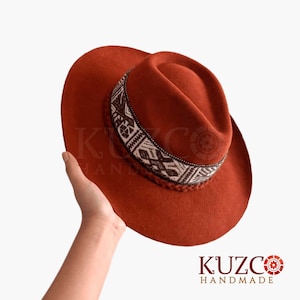 Brown  cowboy hat, western hat, andean UNISEX hat, peruvian cowboy hat, Fedora hat, alpaca wool hat, alpaca felted hat