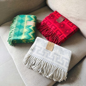 Handmade Alpaca Wool Throw Blanket: Reversible Andes Design