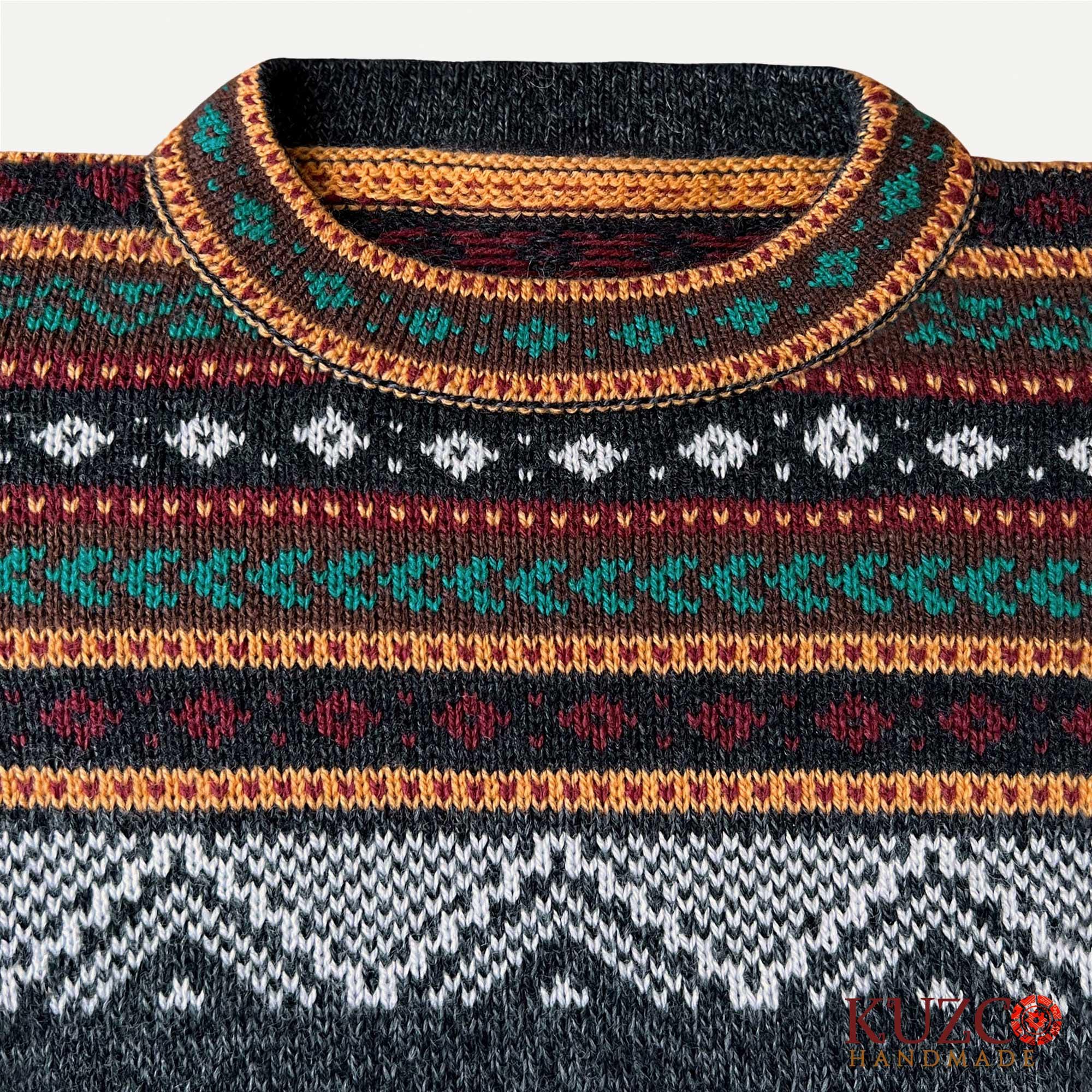 Men's Hand-knit Alpaca Sweater, Inca Design, Warm Winter