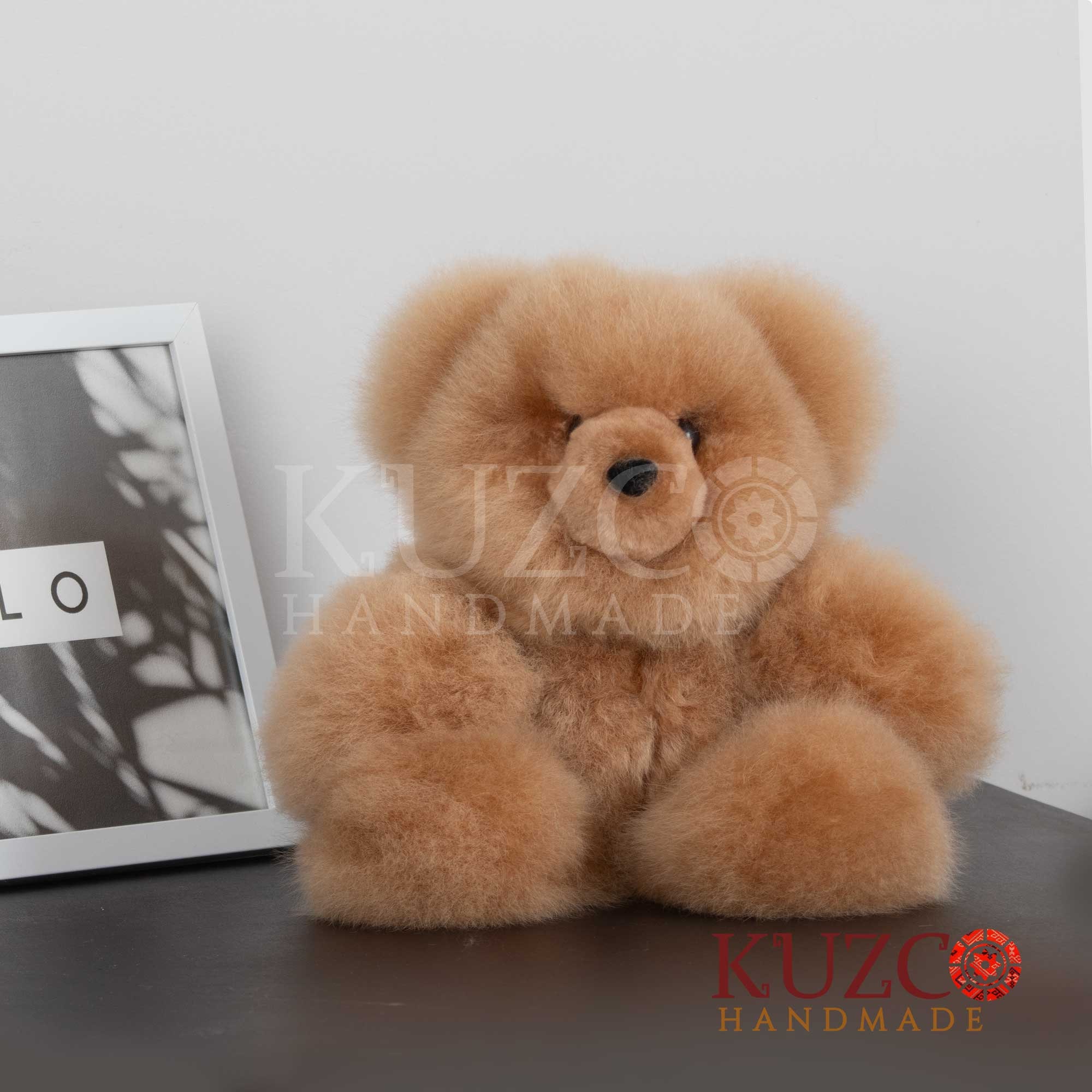 Light brown alpaca teddy bear, 14 and 12 Inch Alpaca teddy bear, Very soft fluffy teddy bear toy, Stuffed alpaca toy, Alpaca fur toy, Alpaca