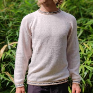 Alpaca pullover for men, Warm winter knitted pullover, Peruvian wool sweater, Handmade thick winter boho pullover, Gift for man
