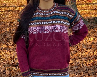 Peruvian Alpaca Wool Sweater - Real Alpaca Wool, Peruvian Knitting, Unisex Sweater, Alpaca Wool Sweater, alpaca cardigan, unisex sweater