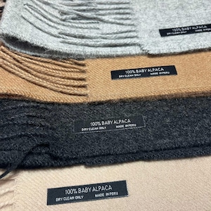 Bufanda de lana de alpaca bebé, varios colores disponibles, ligera y suave, 100 % alpaca bebé, hecha en Perú, ideal para regalo de invierno.