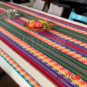 andean white tablecloth, peruvian andean tablecloth, peruvian fabric by the yard, aguayo textile fabric for wedding, peruvian woven fabric