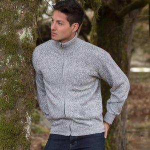 Alpaca wool zip cardigan, men's warm alpaca sweater, handmade Peruvian jacket, casual pullover, soft knit cardigan
