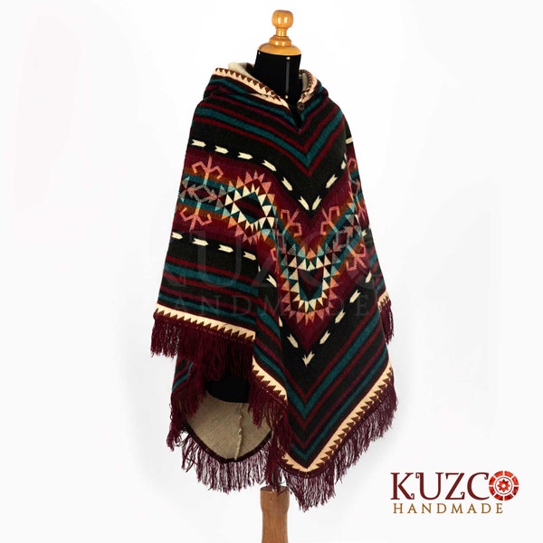 Alpaka Poncho, Unisex Alpaka Poncho. V förmiger Stil. Ecuadorianischer Poncho. Poncho aus Wolle. Einheimischer Alpaka Poncho Poncho, Wunderschöner Poncho