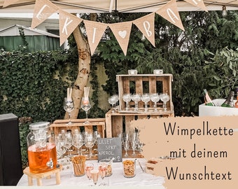 Wimpelkette Jute Polterabend | Hochzeit | Just married | Wir heiraten | Girlande mit Wunschtext