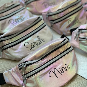 JGA Bauchtasche Holo | Braut und Team Braut Tasche | Braut Mädels | Team Bride | Mrs | personalisierte Umhängetasche holografisch