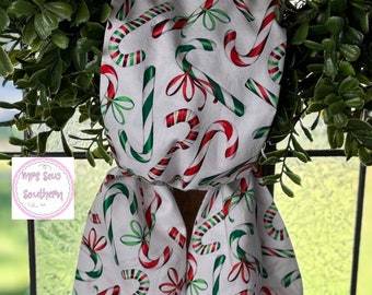 Candy Cane Holiday Christmas Red and Green Handmade Wreath Sash