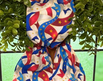 Handmade Patriotic Wreath Sash: Red, White & Blue Cotton