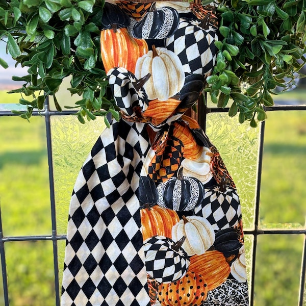 Fall Autumn Halloween Pumpkins Handmade Wreath Sash