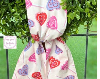 Valentines Day Handmade Wreath Sash, Boxwood Wreath Handmade Wreath Sash
