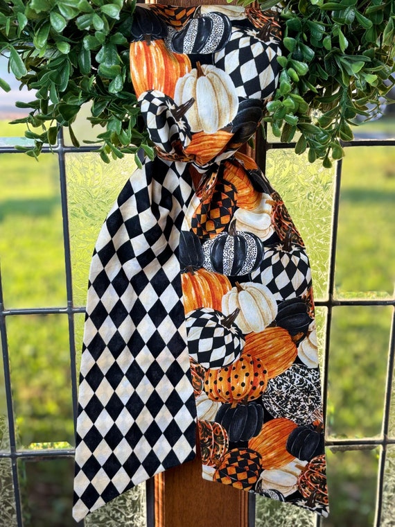 Fall Autumn Halloween Pumpkins Handmade Wreath Sash