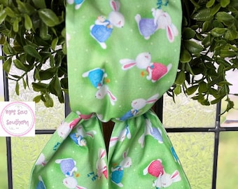 Easter Bunny Handmade Wreath Sash, Handmade Boxwood Wreath Sash, Spring Wreath Sash