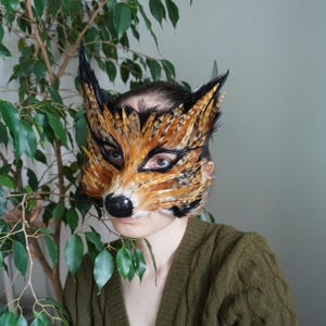 Fox mask, carnival mask, masquerade mask, fox costume, animal mask, Halloween mask, papier-mache mask, paper mashe
