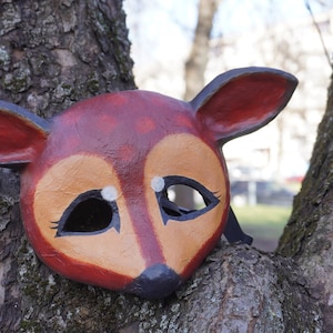 Masque de cerf, masque de carnaval, masque de mascarade, masque de cerf de mascarade, masque en papier mâché, purée de papier