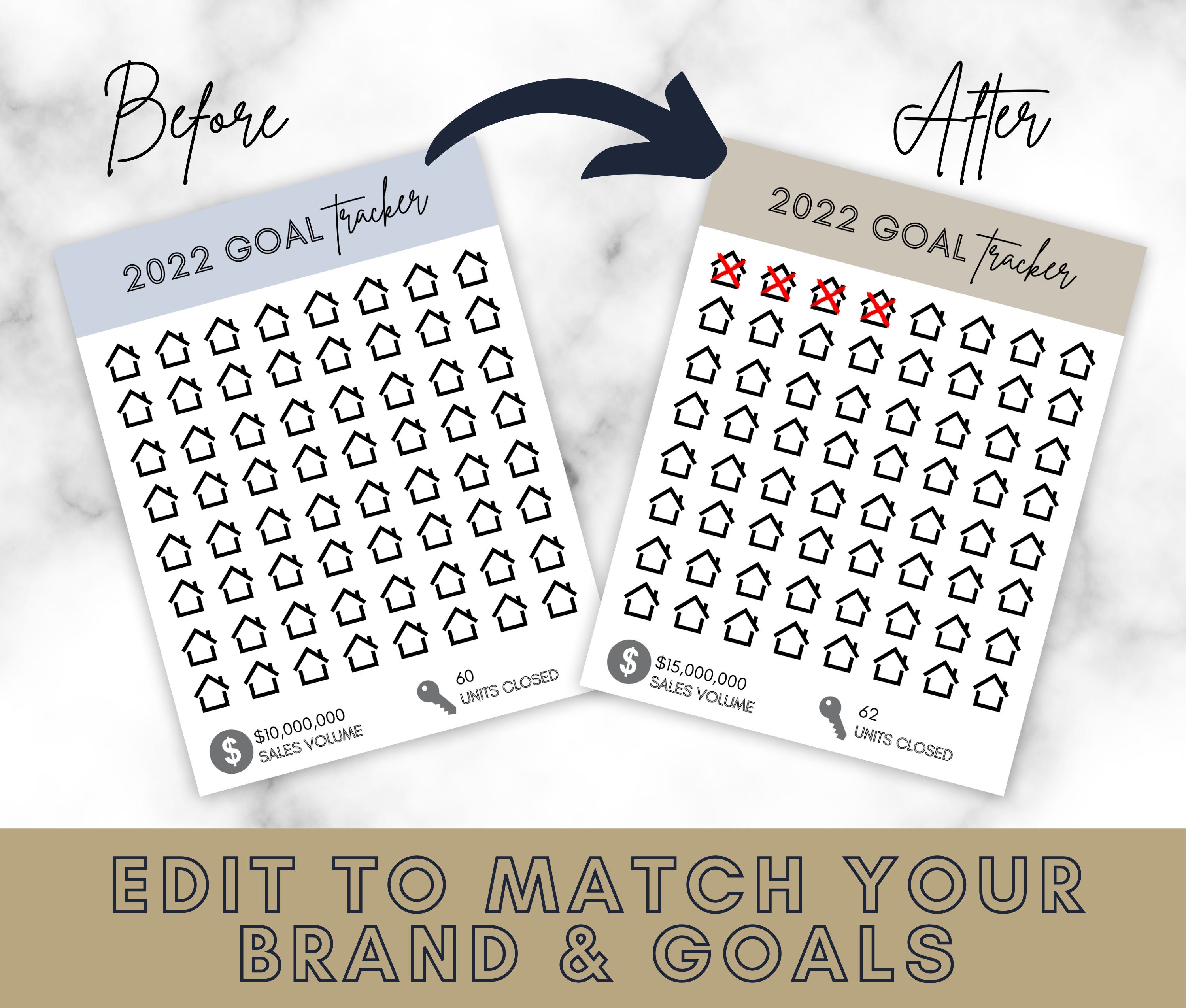 2022 Real Estate Goal Tracker Printable Realtor Goal Tracker Etsy