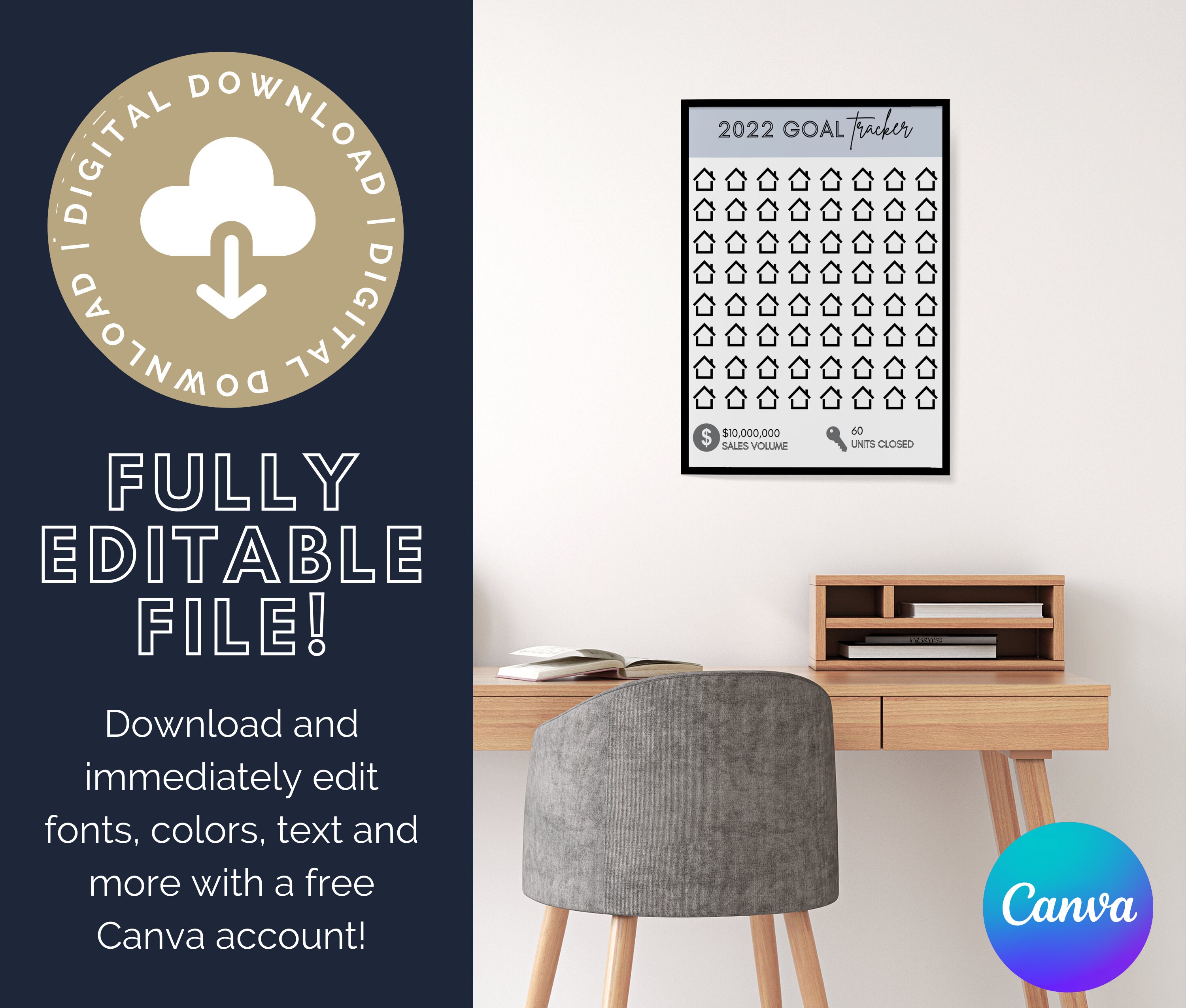 2022 Real Estate Goal Tracker Printable Realtor Goal Tracker Etsy