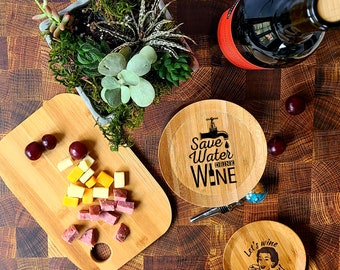 Save Water Drink Wine Wine Glass Topper Appetizer Plates | Bug Protector | Wine Quotes