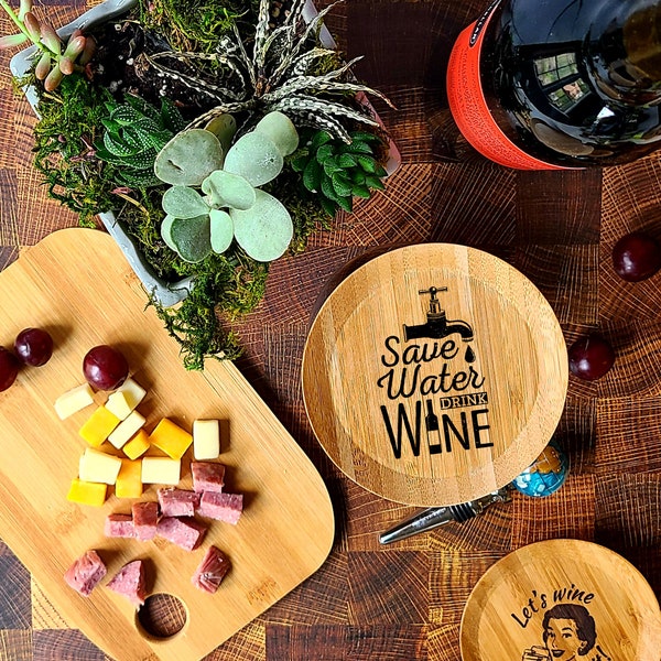 Save Water Drink Wine Wine Glass Topper Appetizer Plates | Bug Protector | Wine Quotes